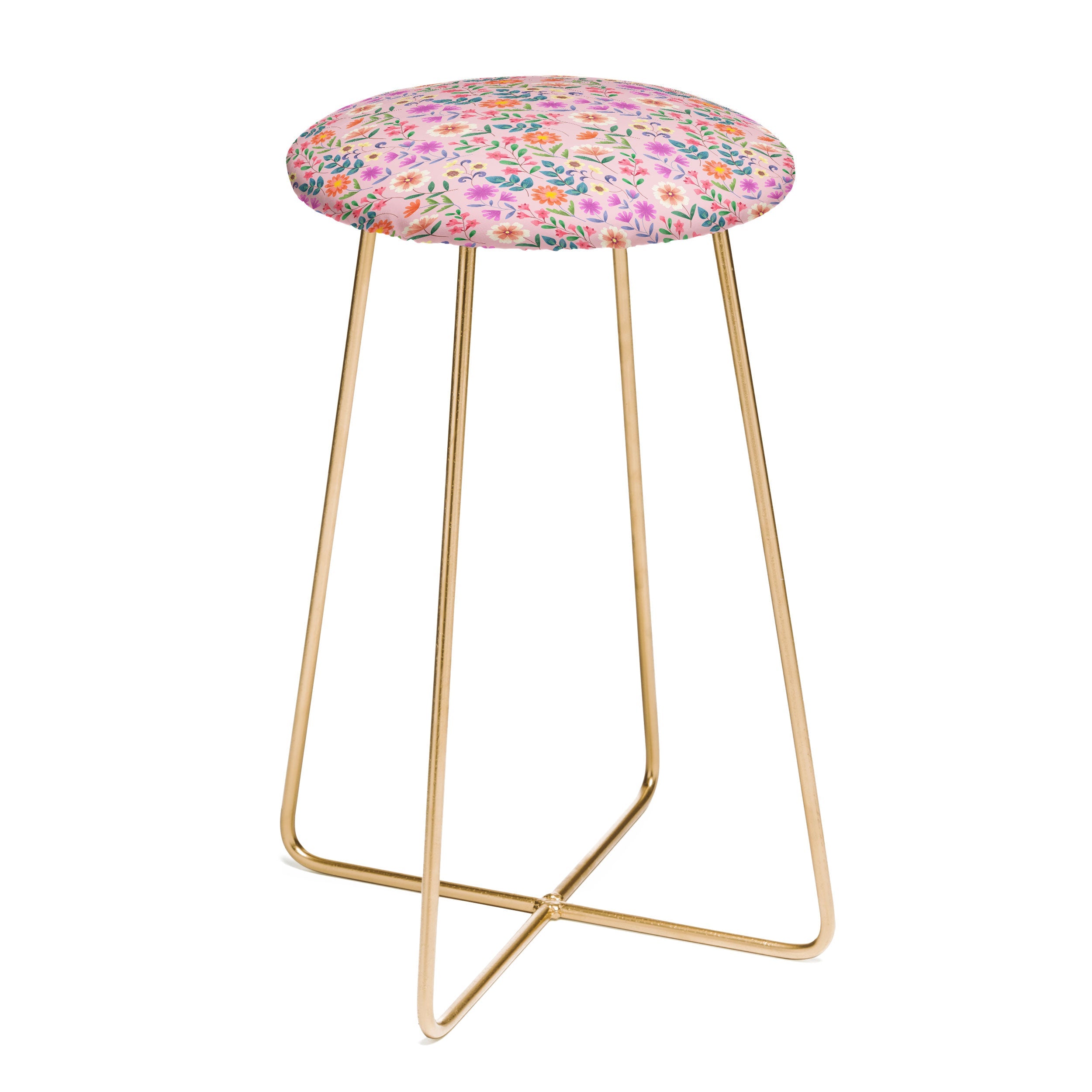 Pimlada Phuapradit Ditsy Floral Pink Counter Stool