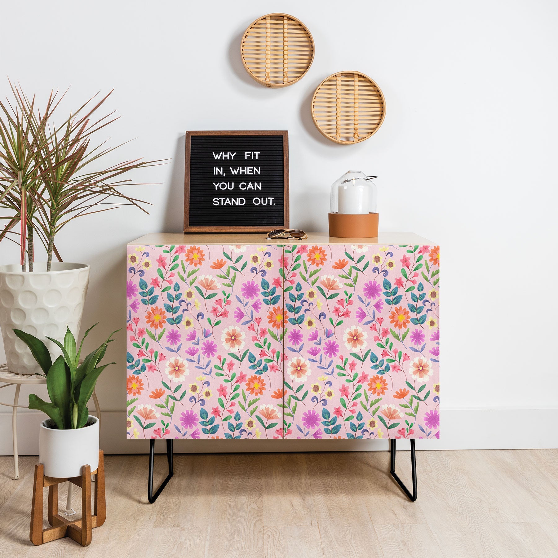 Pimlada Phuapradit Ditsy Floral Pink Credenza