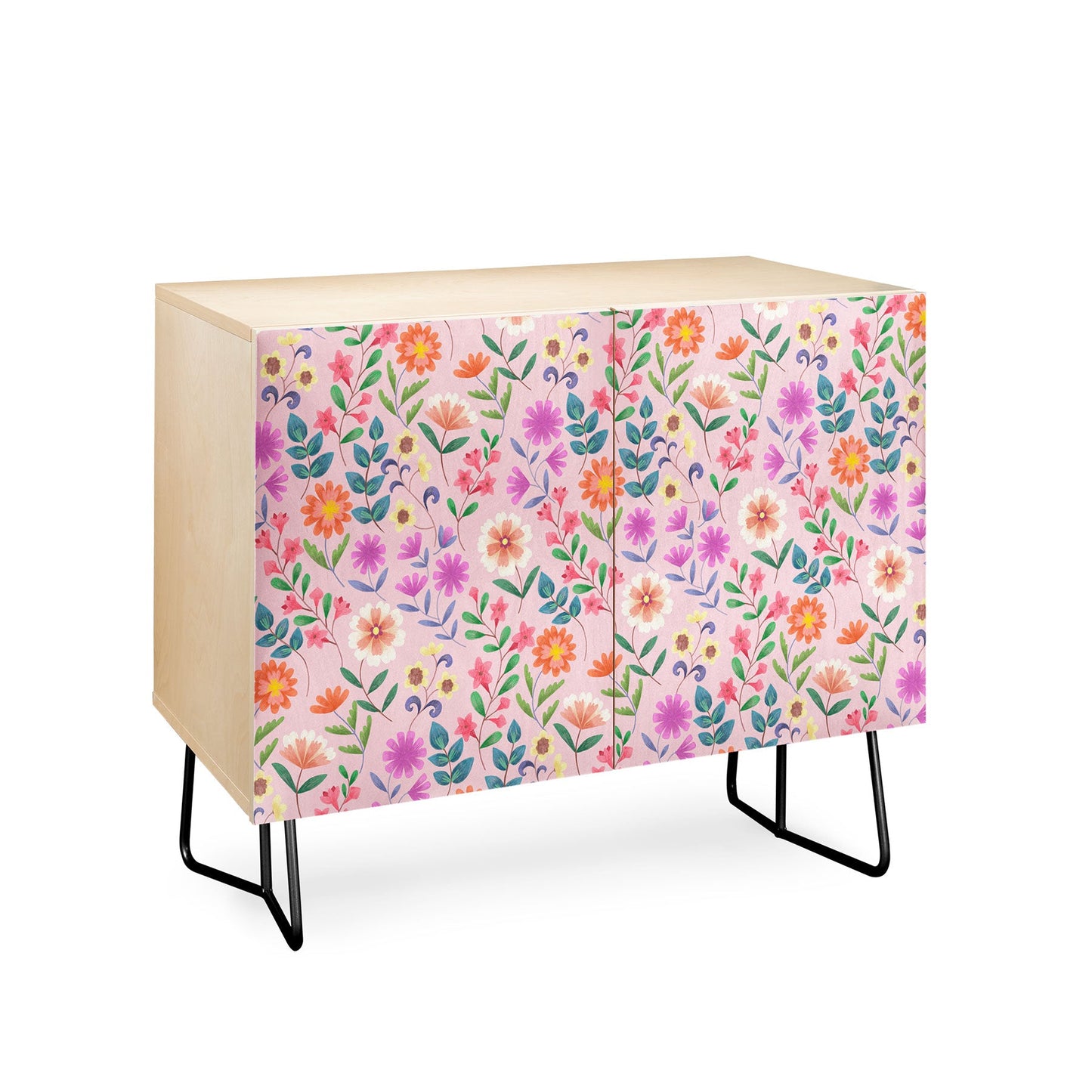 Pimlada Phuapradit Ditsy Floral Pink Credenza