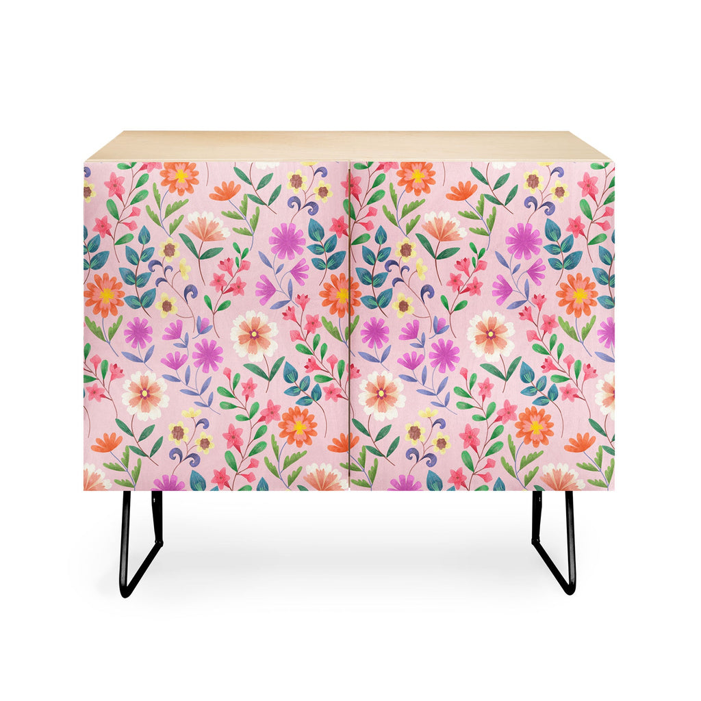 Pimlada Phuapradit Ditsy Floral Pink Credenza