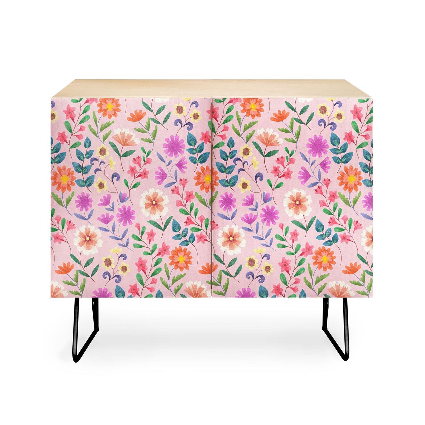 Pimlada Phuapradit Ditsy Floral Pink Credenza