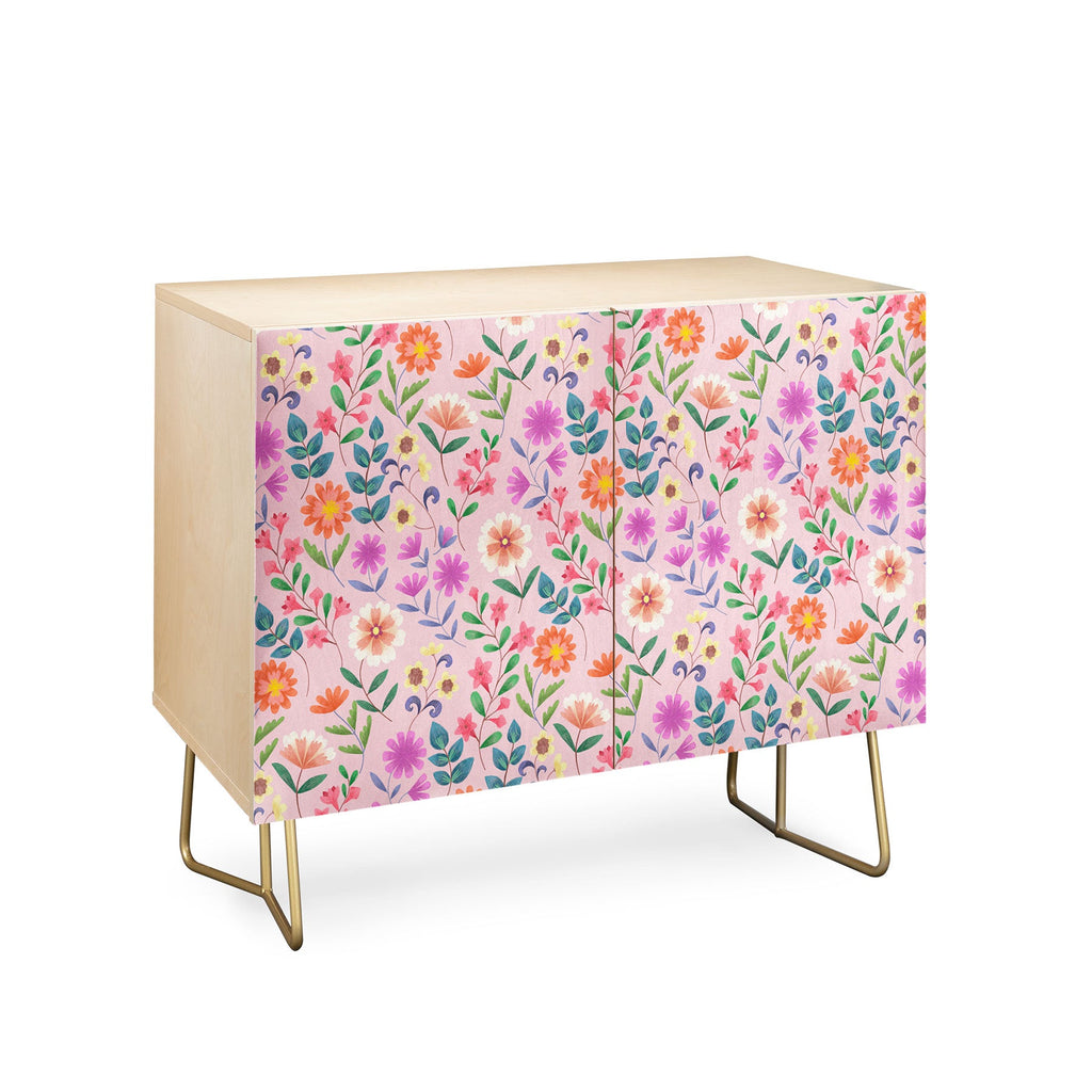 Pimlada Phuapradit Ditsy Floral Pink Credenza
