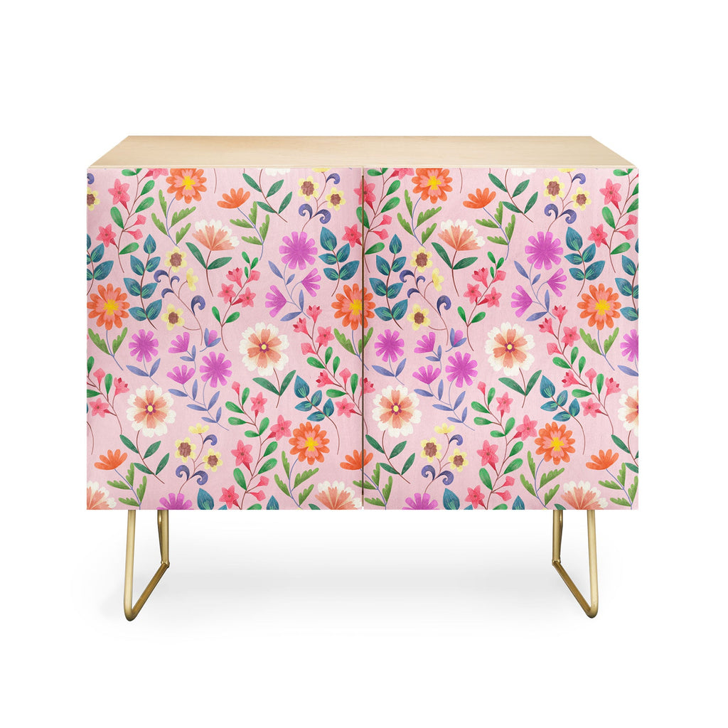 Pimlada Phuapradit Ditsy Floral Pink Credenza