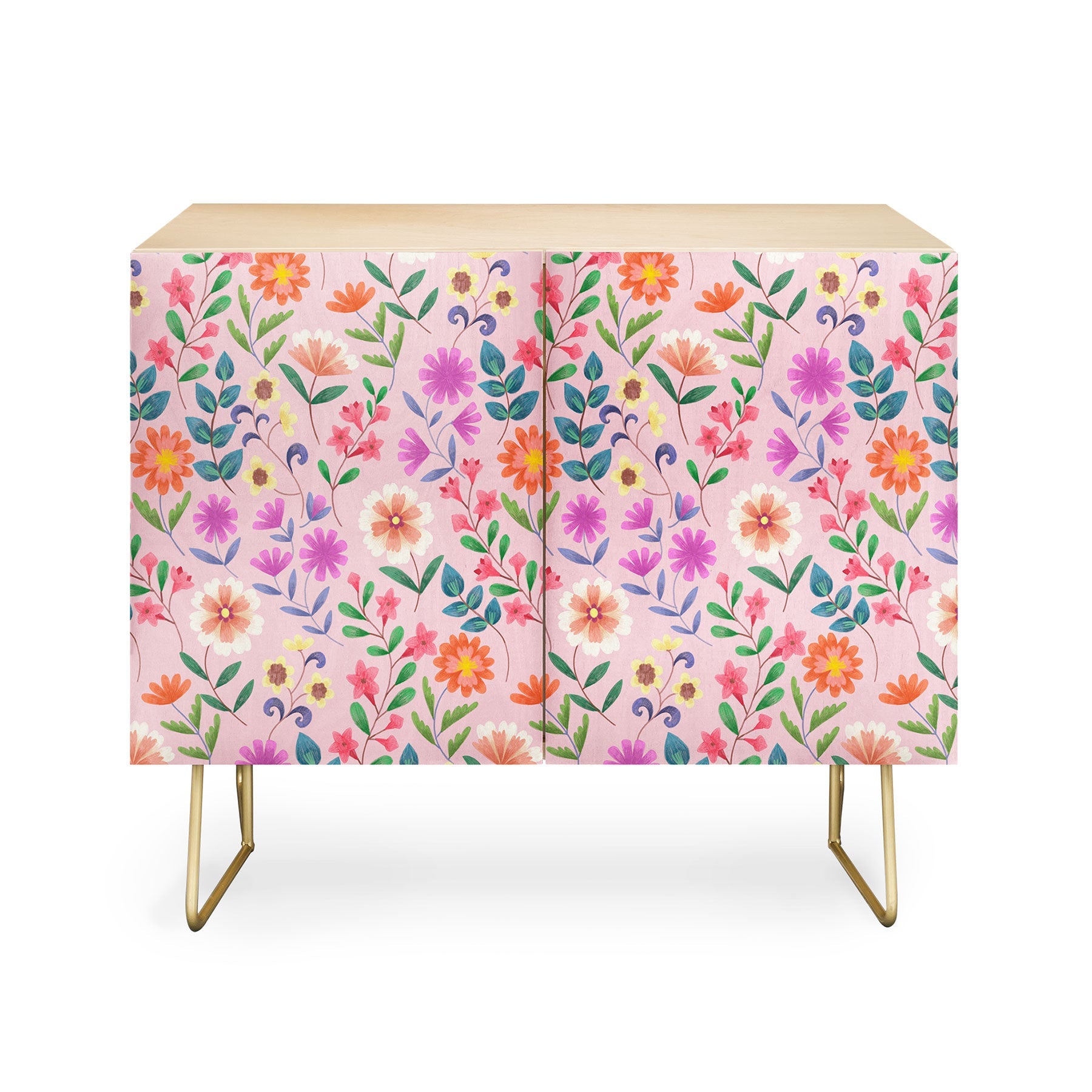 Pimlada Phuapradit Ditsy Floral Pink Credenza