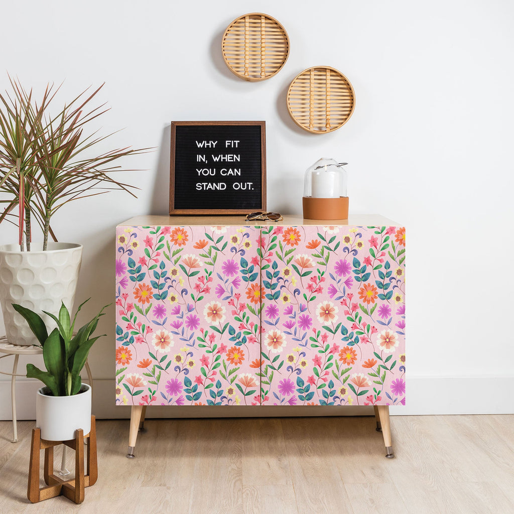 Pimlada Phuapradit Ditsy Floral Pink Credenza