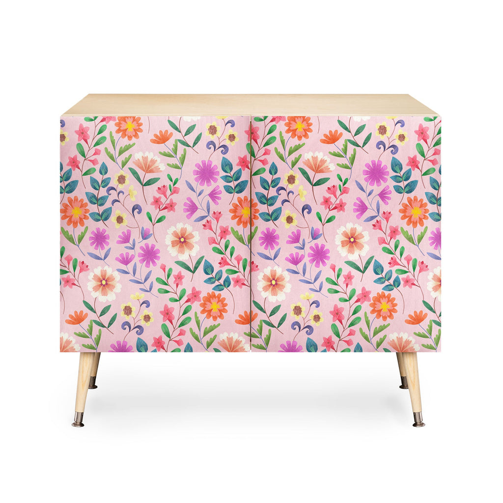 Pimlada Phuapradit Ditsy Floral Pink Credenza