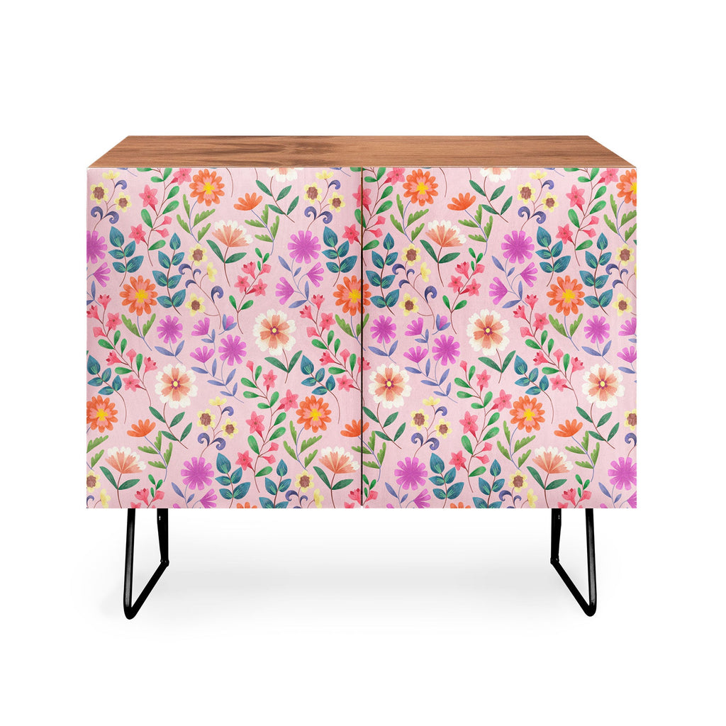 Pimlada Phuapradit Ditsy Floral Pink Credenza