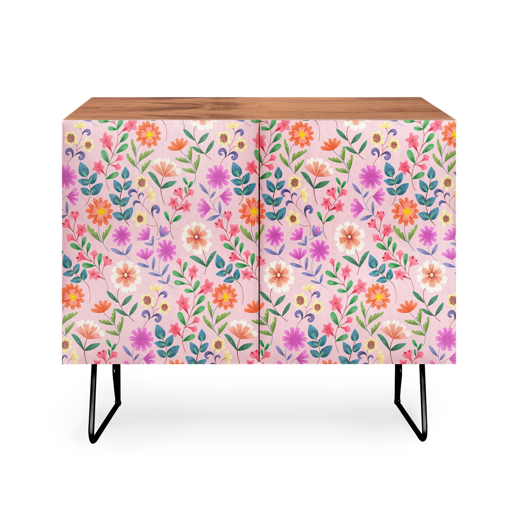 Pimlada Phuapradit Ditsy Floral Pink Credenza