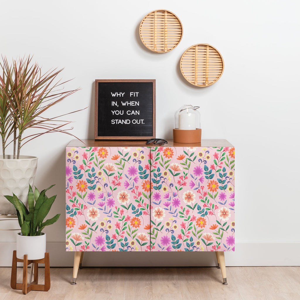 Pimlada Phuapradit Ditsy Floral Pink Credenza