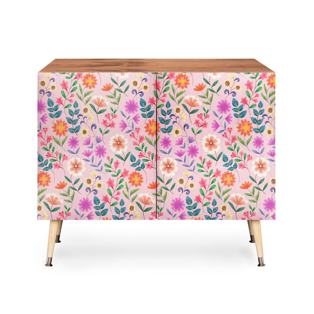 Pimlada Phuapradit Ditsy Floral Pink Credenza