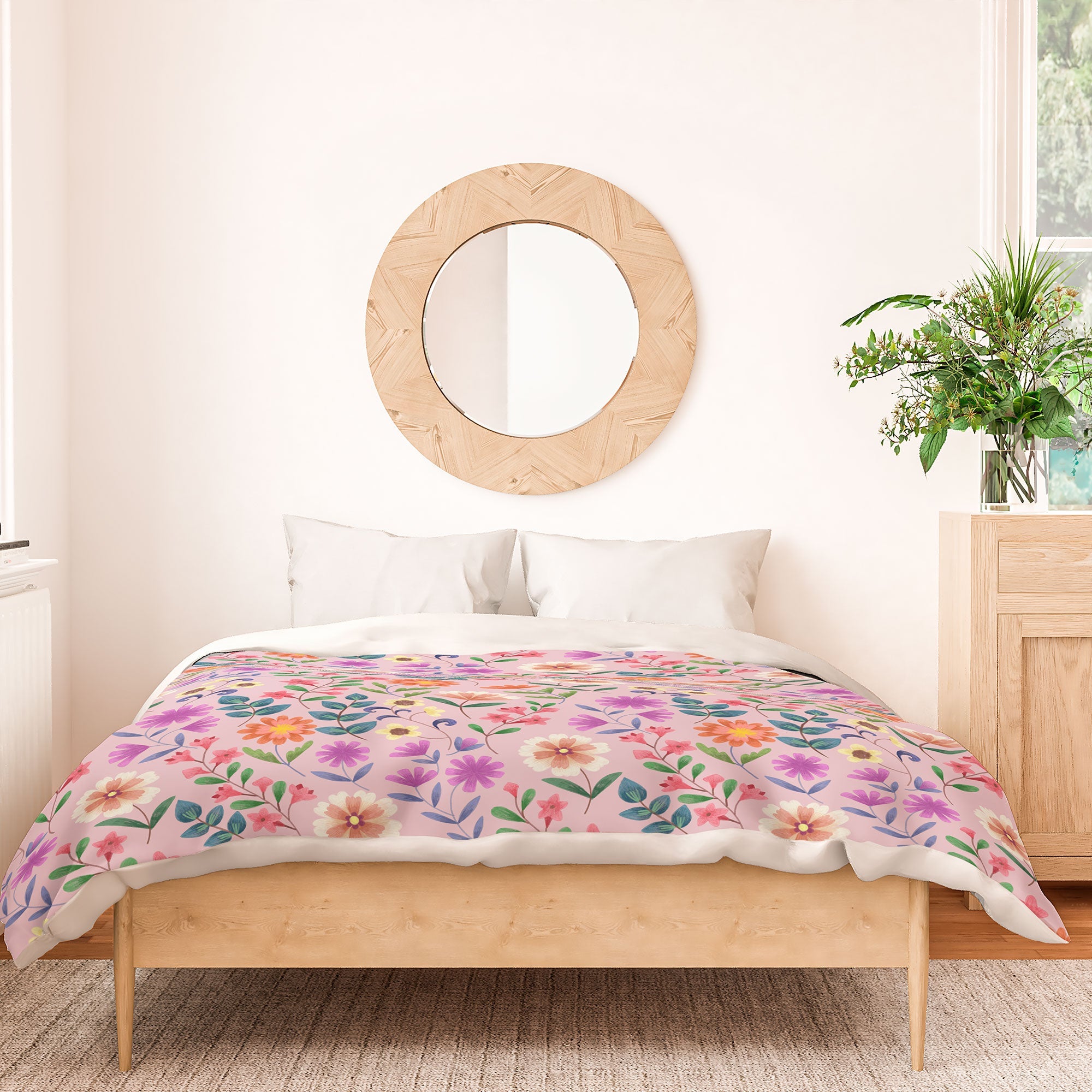 Pimlada Phuapradit Ditsy Floral Pink Duvet Cover