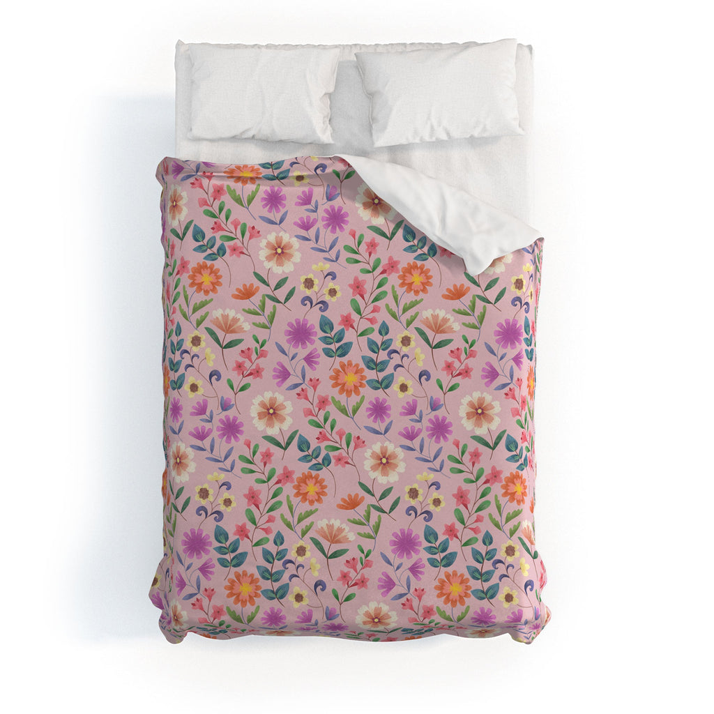 Pimlada Phuapradit Ditsy Floral Pink Duvet Cover