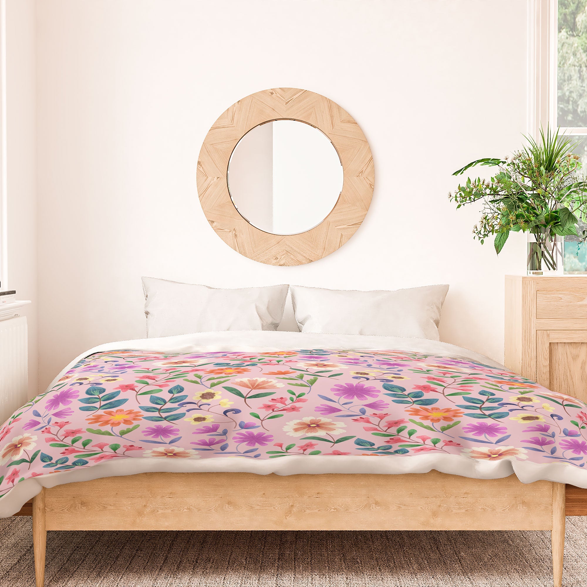 Pimlada Phuapradit Ditsy Floral Pink Duvet Cover