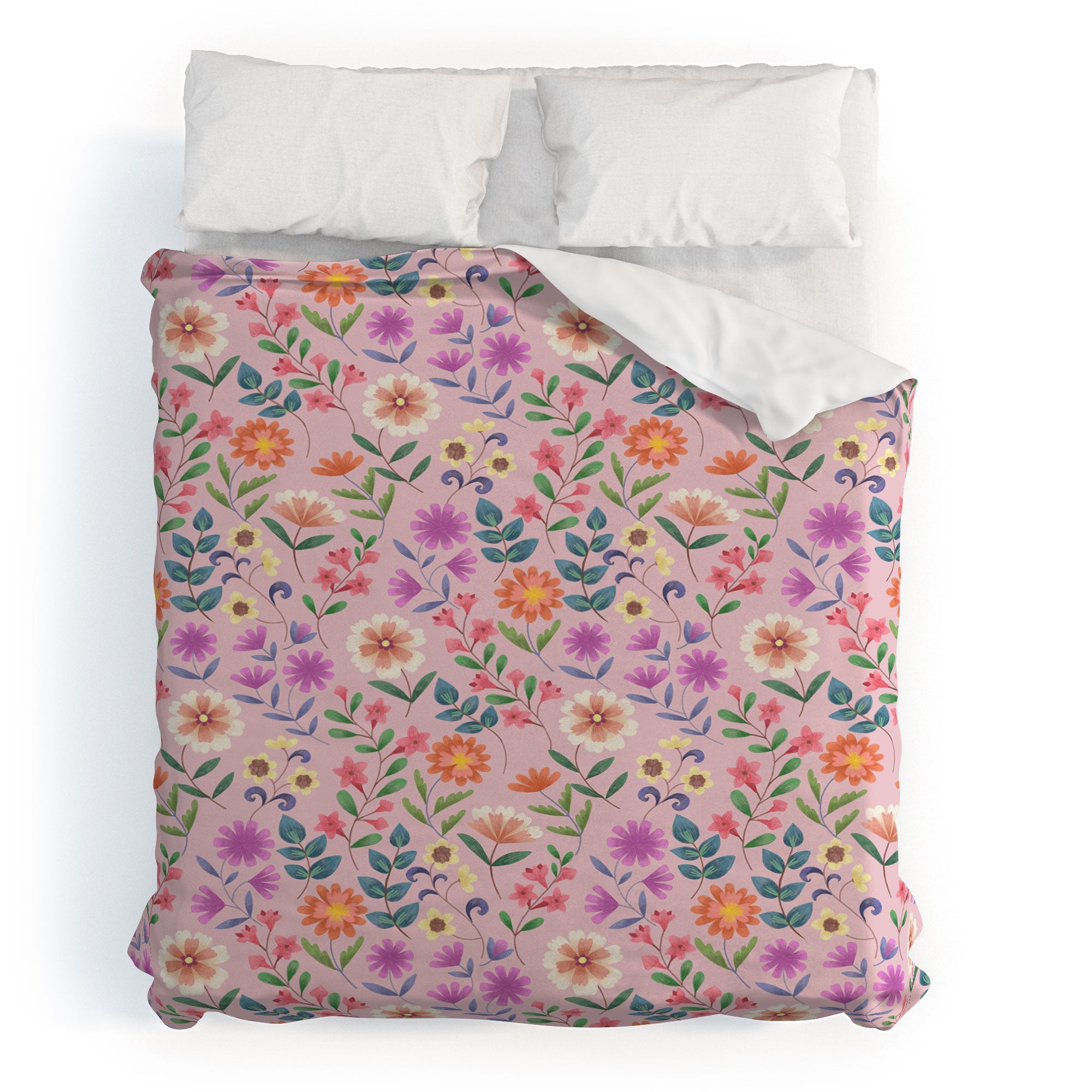 Pimlada Phuapradit Ditsy Floral Pink Duvet Cover