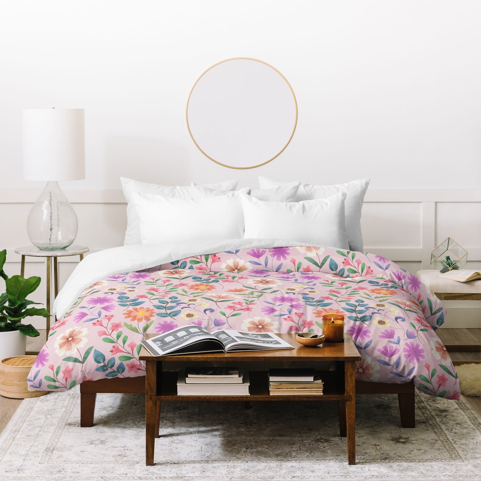 Pimlada Phuapradit Ditsy Floral Pink Duvet Cover