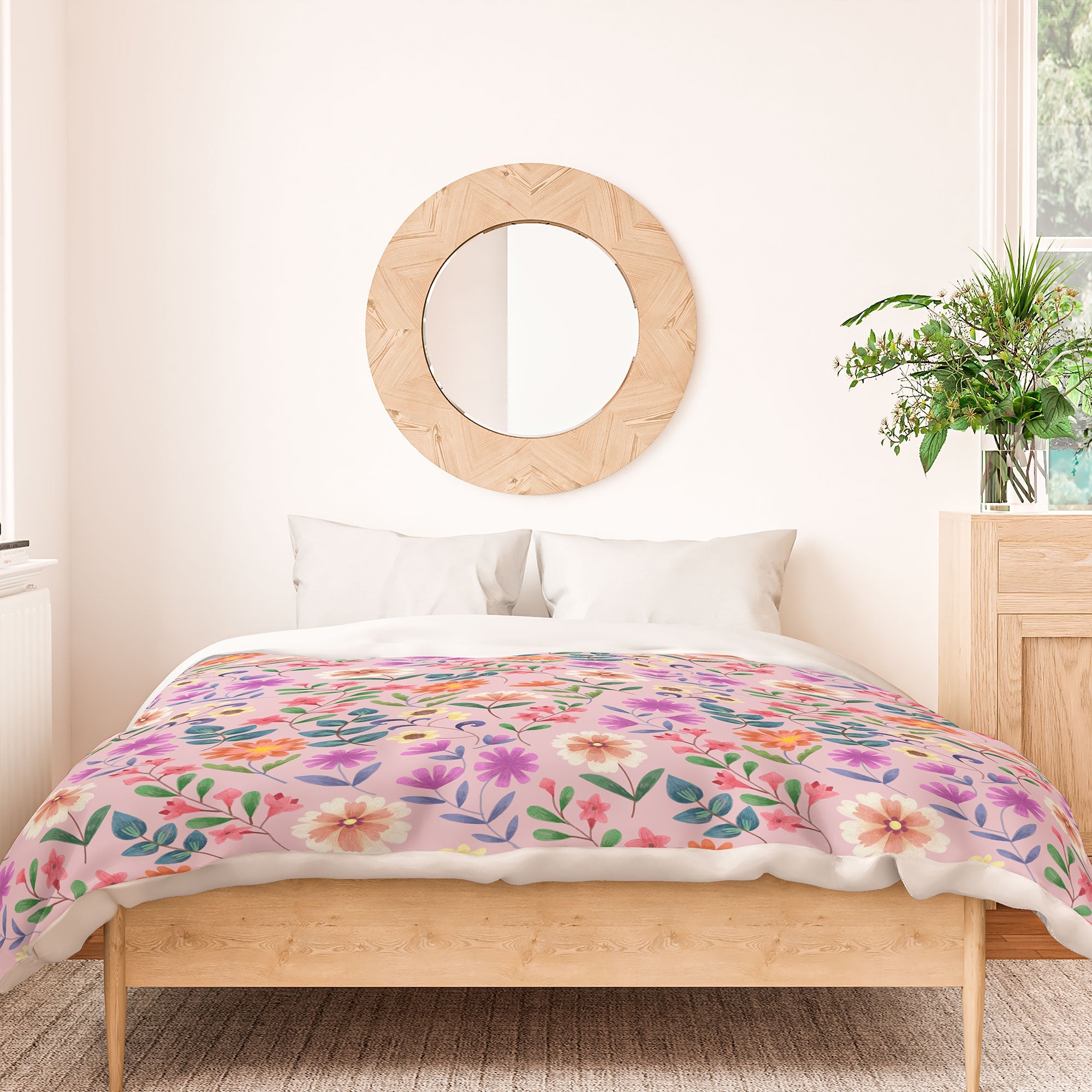 Pimlada Phuapradit Ditsy Floral Pink Duvet Cover