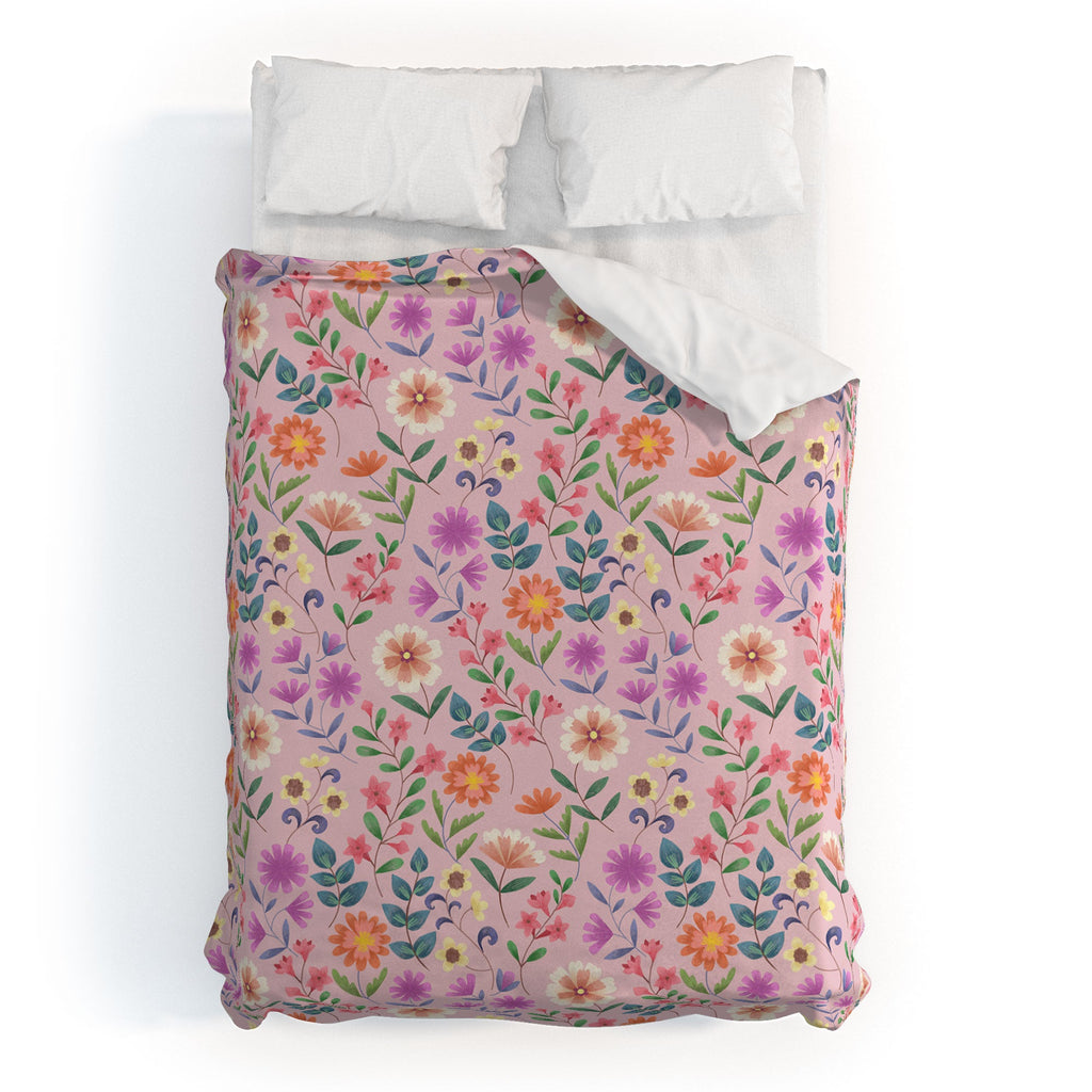 Pimlada Phuapradit Ditsy Floral Pink Duvet Cover