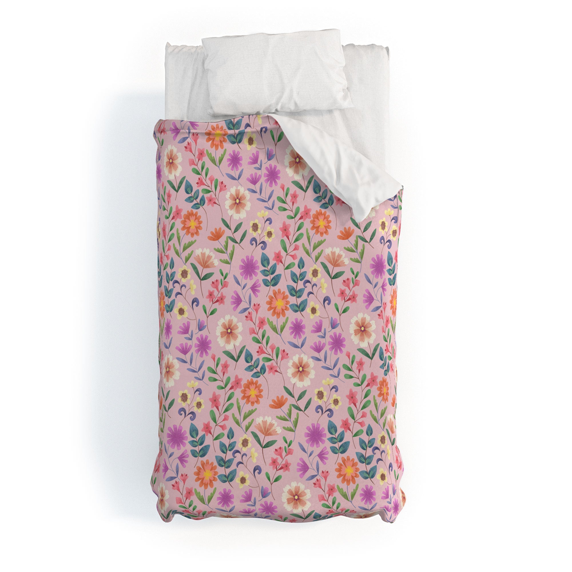 Pimlada Phuapradit Ditsy Floral Pink Duvet Cover