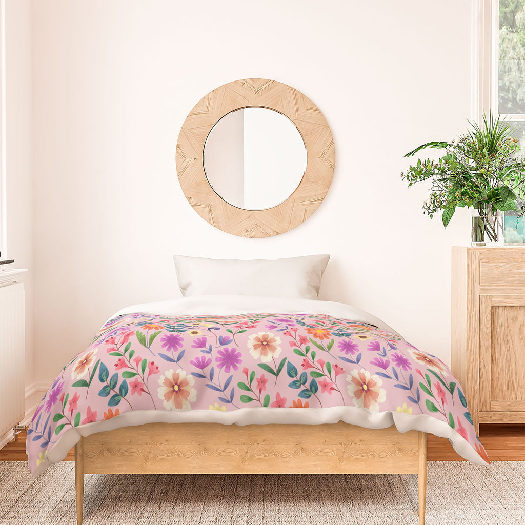 Pimlada Phuapradit Ditsy Floral Pink Duvet Cover