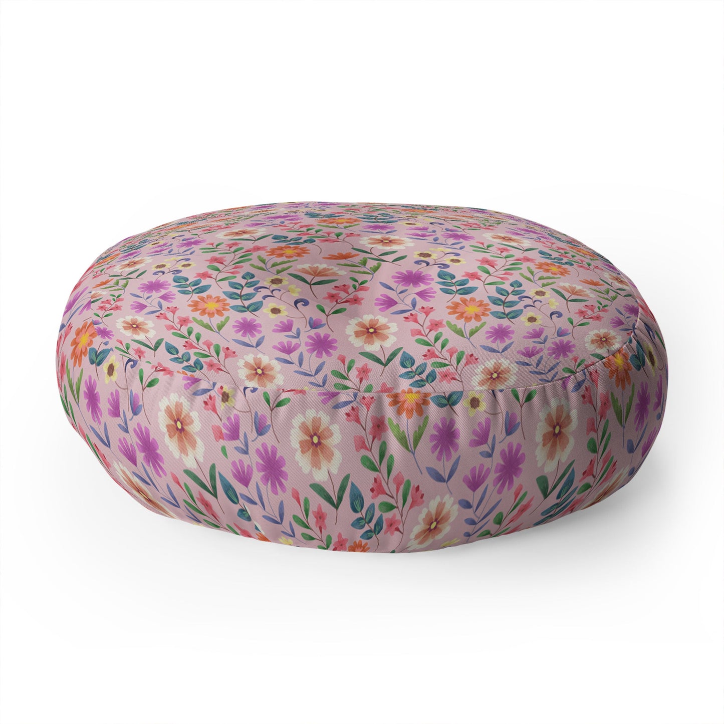 Pimlada Phuapradit Ditsy Floral Pink Floor Pillow Round