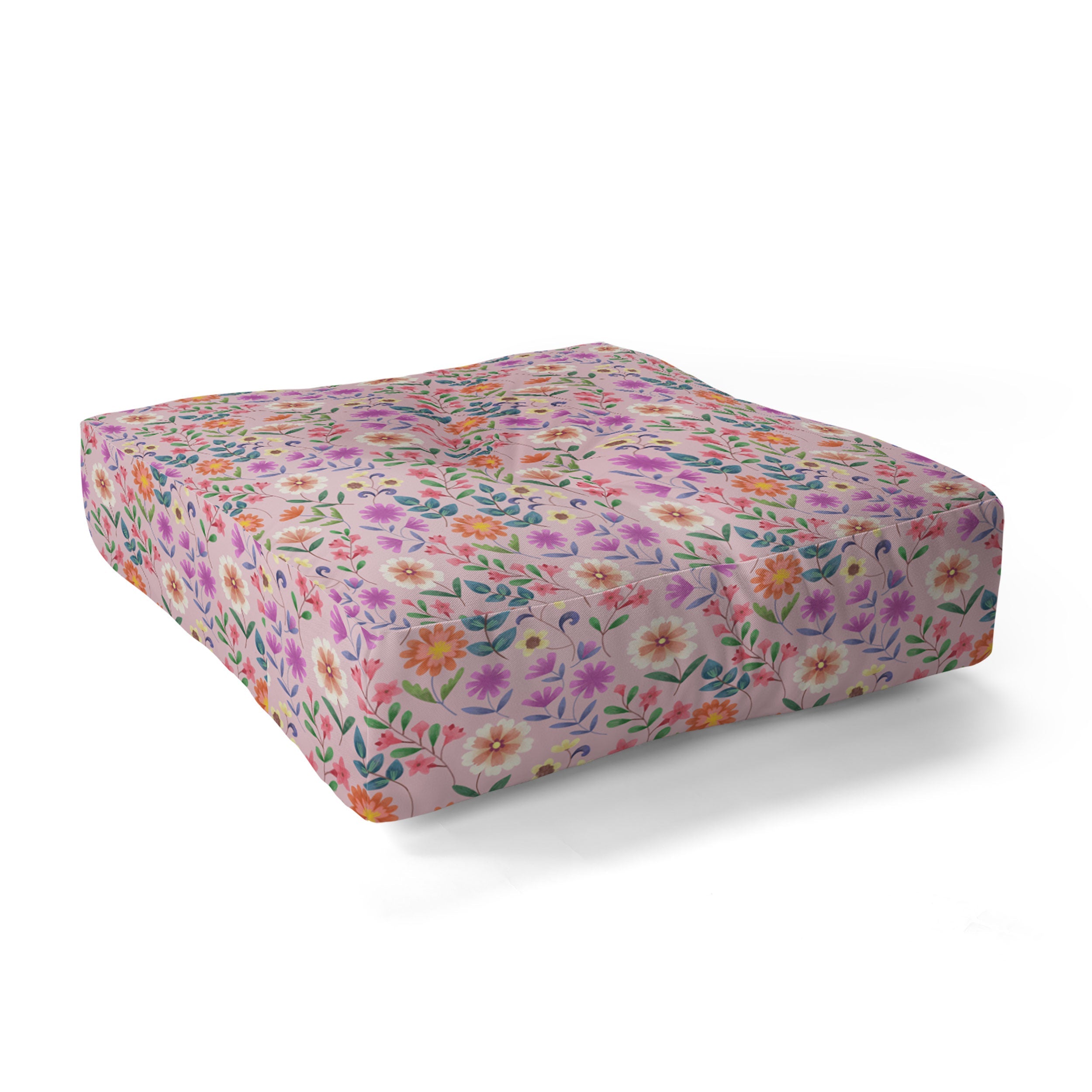 Pimlada Phuapradit Ditsy Floral Pink Floor Pillow Square