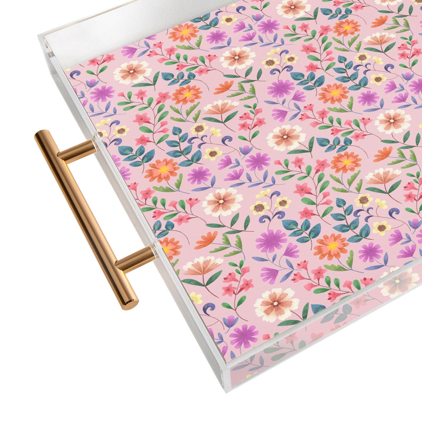 Pimlada Phuapradit Ditsy Floral Pink Acrylic Tray