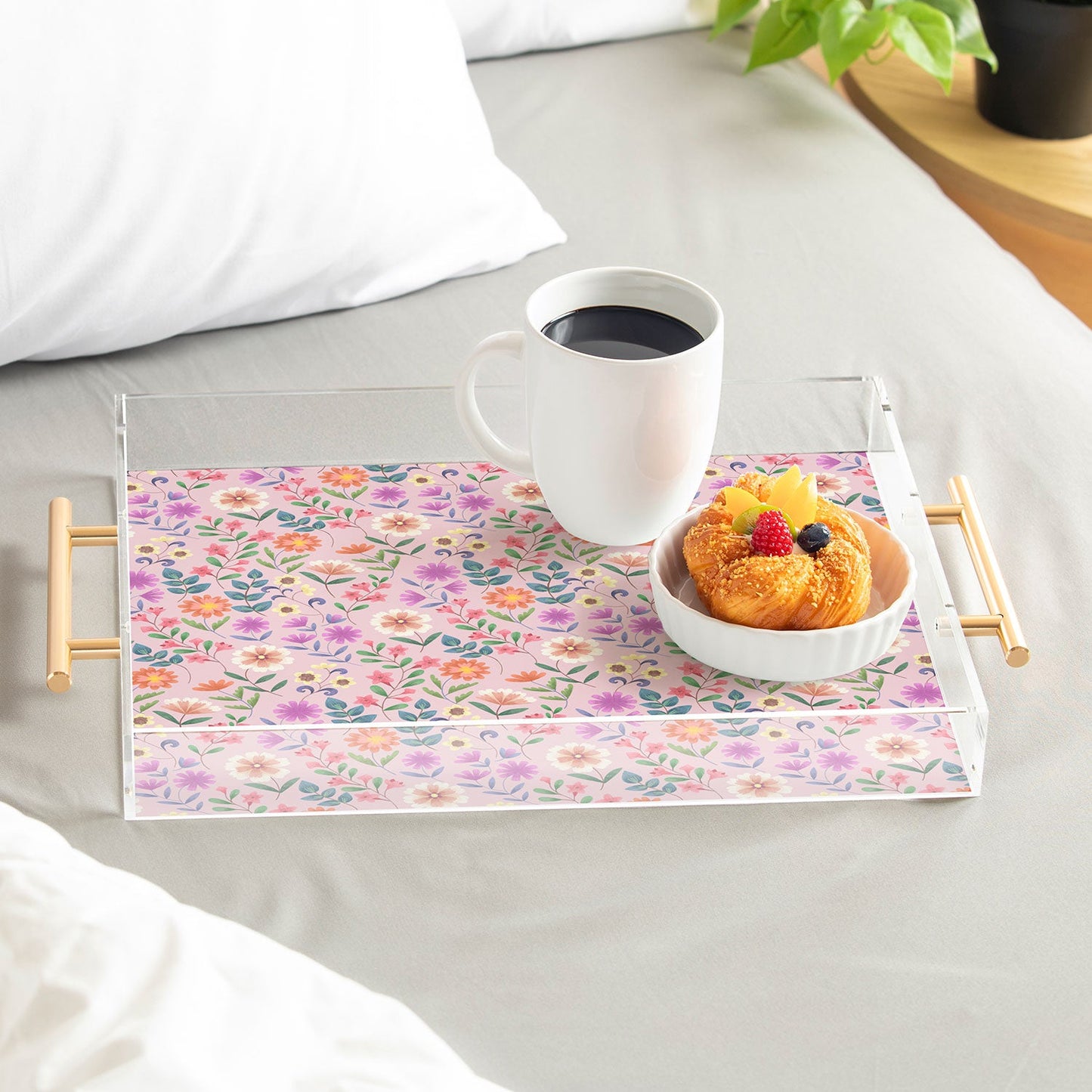 Pimlada Phuapradit Ditsy Floral Pink Acrylic Tray