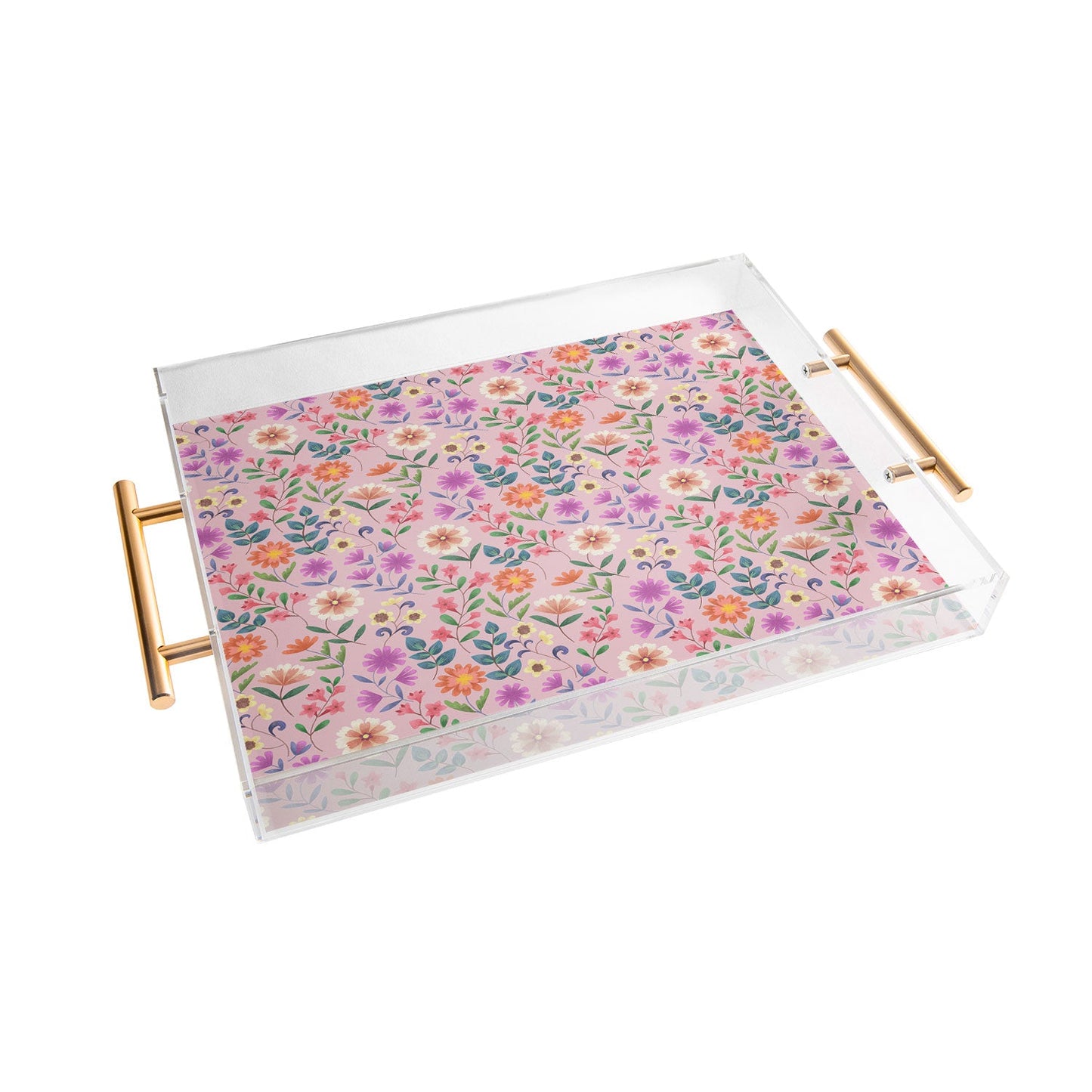 Pimlada Phuapradit Ditsy Floral Pink Acrylic Tray
