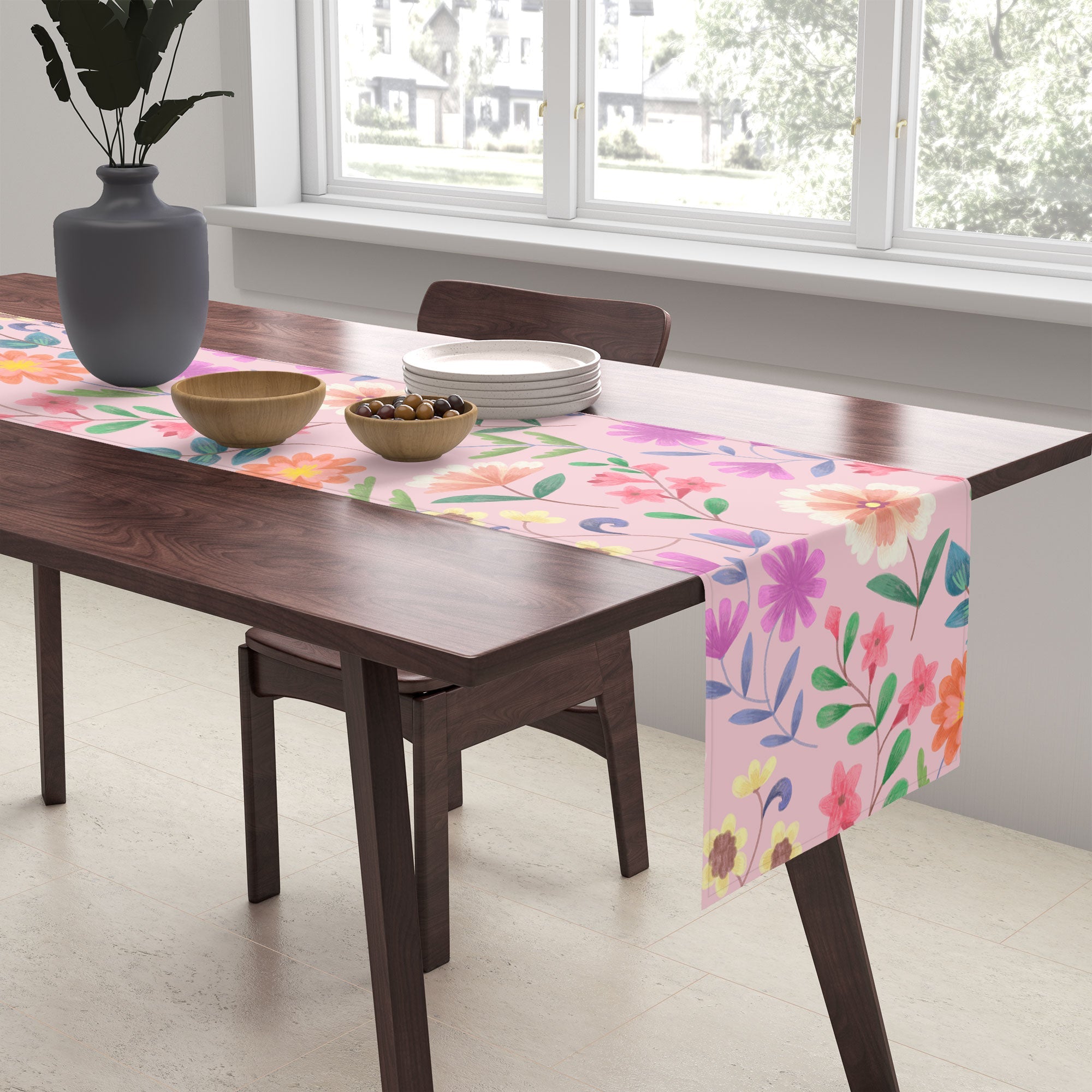 Pimlada Phuapradit Ditsy Floral Pink Table Runner