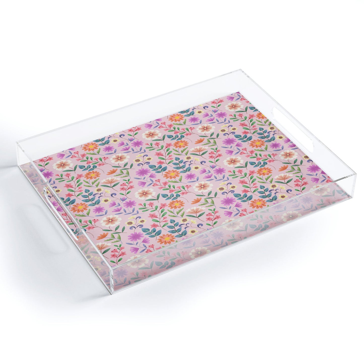 Pimlada Phuapradit Ditsy Floral Pink Acrylic Tray