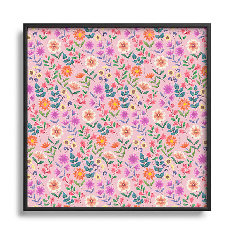 Pimlada Phuapradit Ditsy Floral Pink Square Metal Framed Art Print