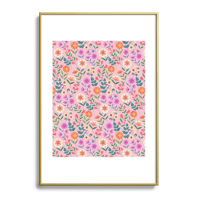 Pimlada Phuapradit Ditsy Floral Pink Metal Framed Art Print
