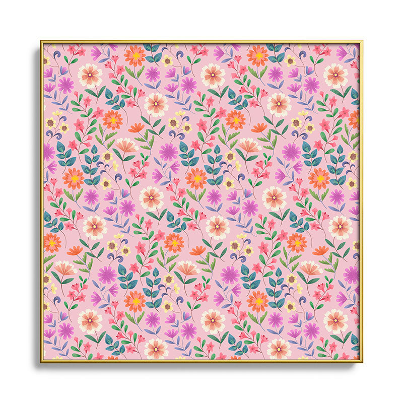Pimlada Phuapradit Ditsy Floral Pink Square Metal Framed Art Print