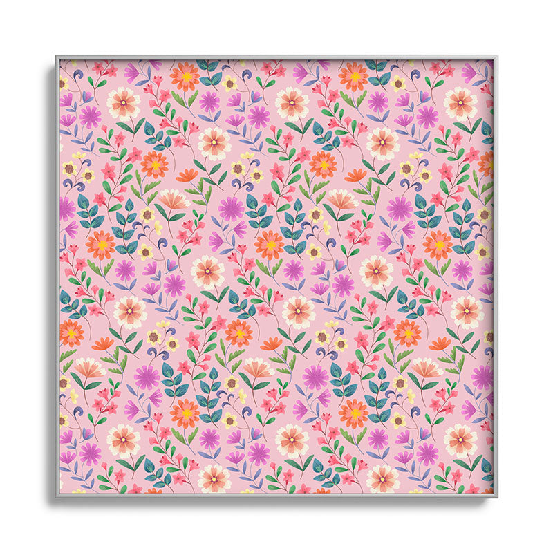 Pimlada Phuapradit Ditsy Floral Pink Square Metal Framed Art Print