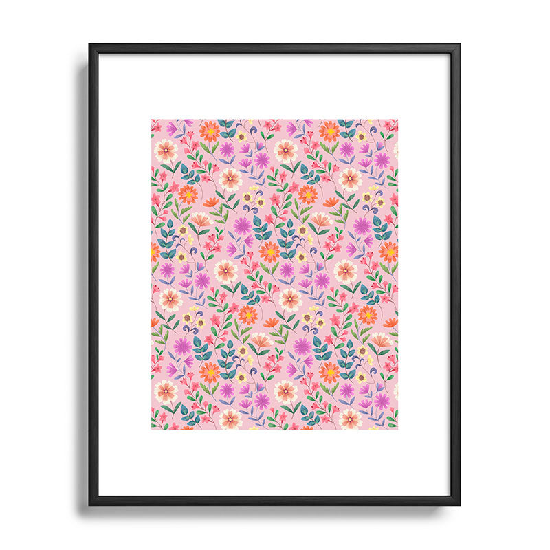Pimlada Phuapradit Ditsy Floral Pink Metal Framed Art Print