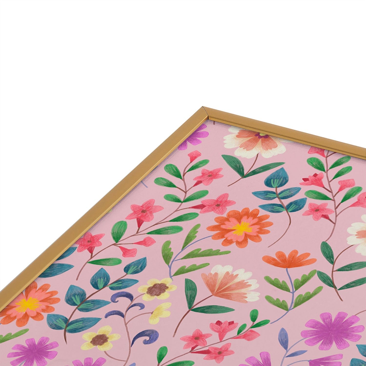 Pimlada Phuapradit Ditsy Floral Pink Square Metal Framed Art Print