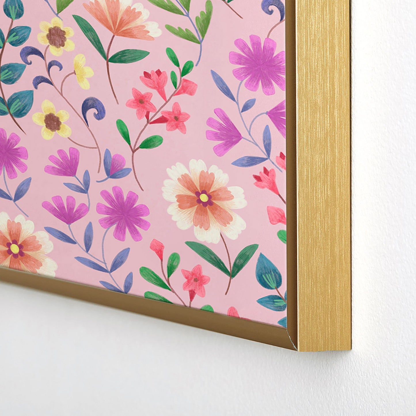 Pimlada Phuapradit Ditsy Floral Pink Square Metal Framed Art Print