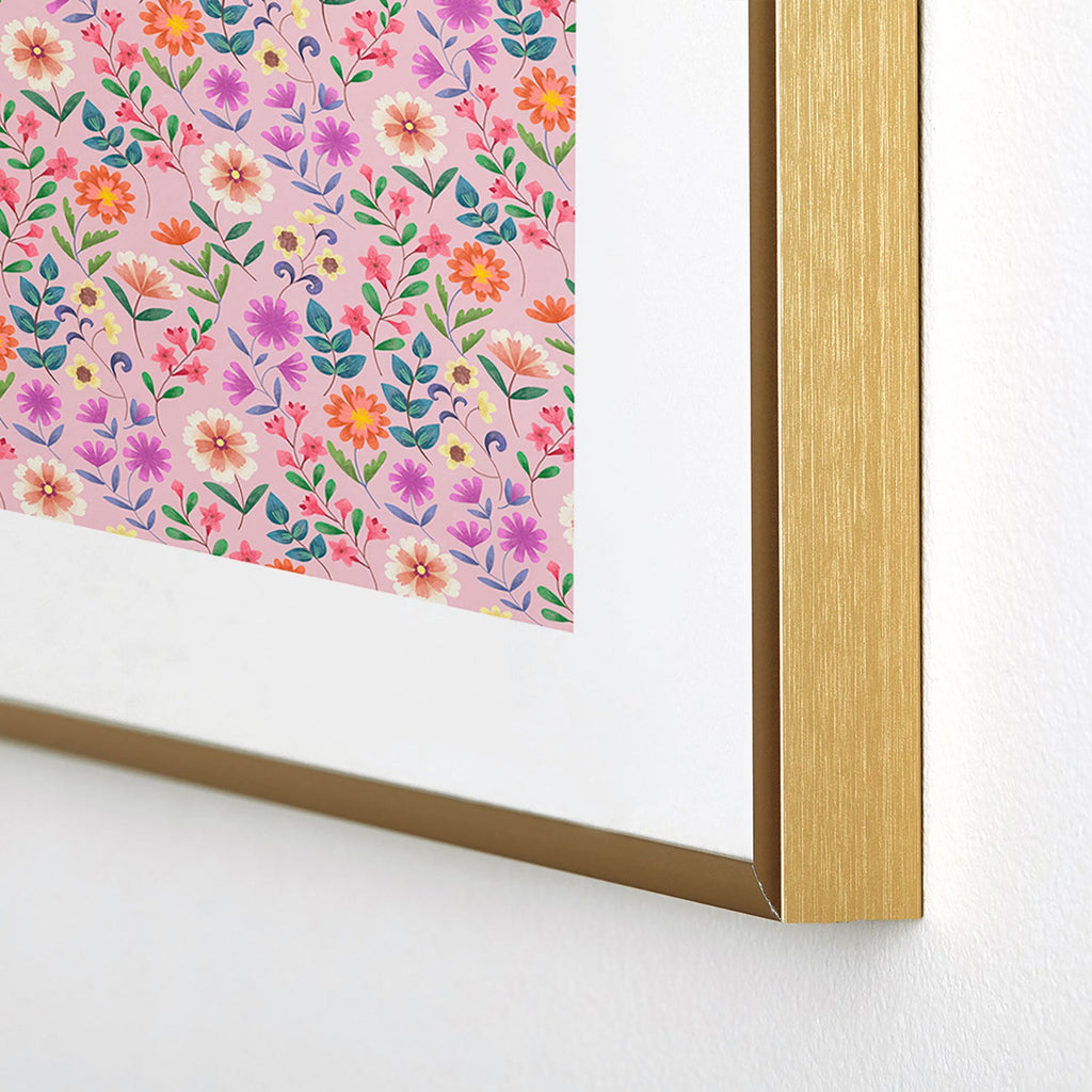 Pimlada Phuapradit Ditsy Floral Pink Metal Framed Art Print