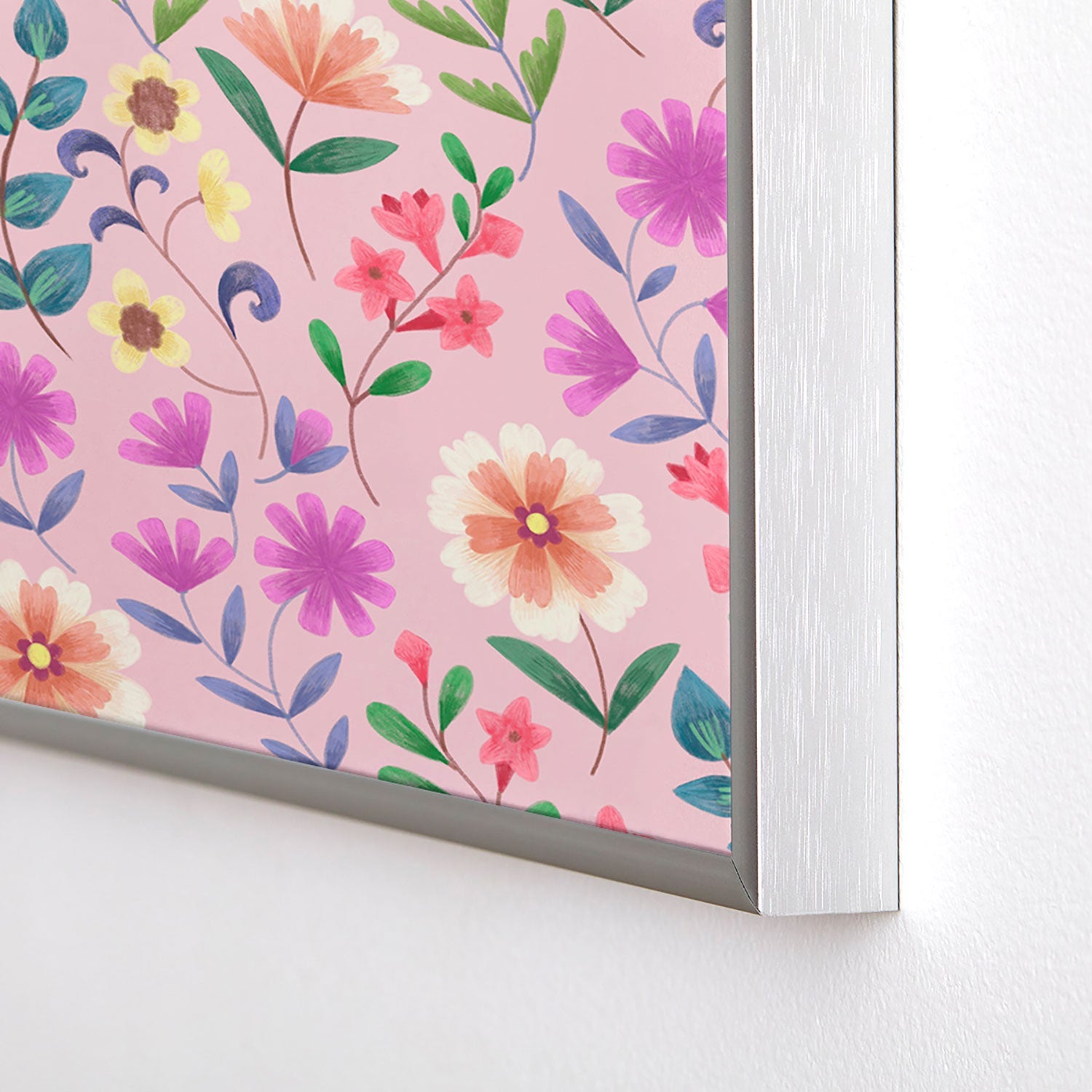 Pimlada Phuapradit Ditsy Floral Pink Square Metal Framed Art Print
