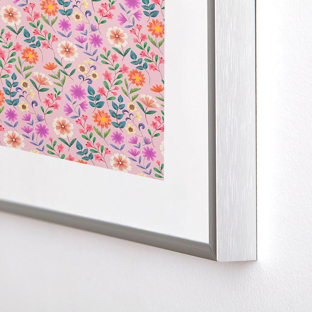 Pimlada Phuapradit Ditsy Floral Pink Metal Framed Art Print