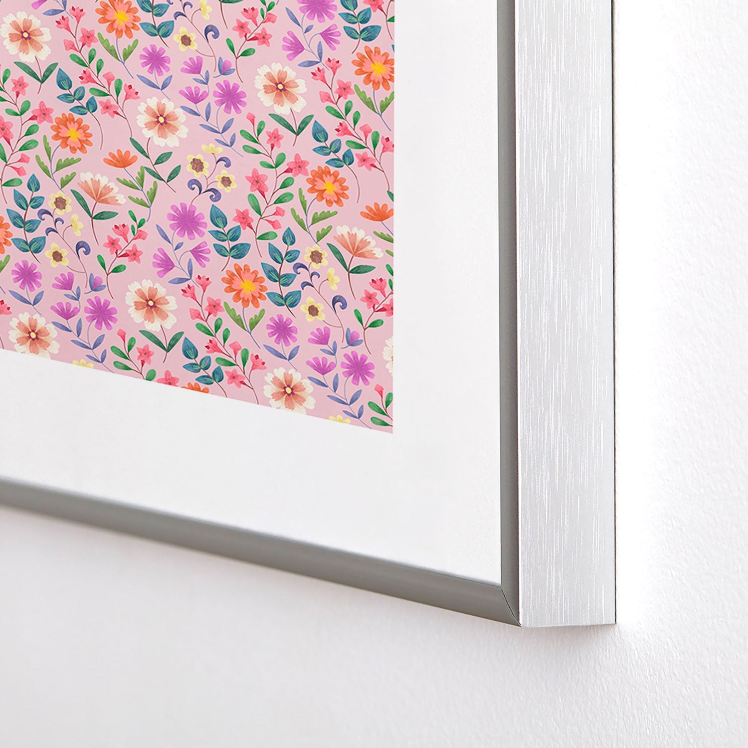 Pimlada Phuapradit Ditsy Floral Pink Metal Framed Art Print