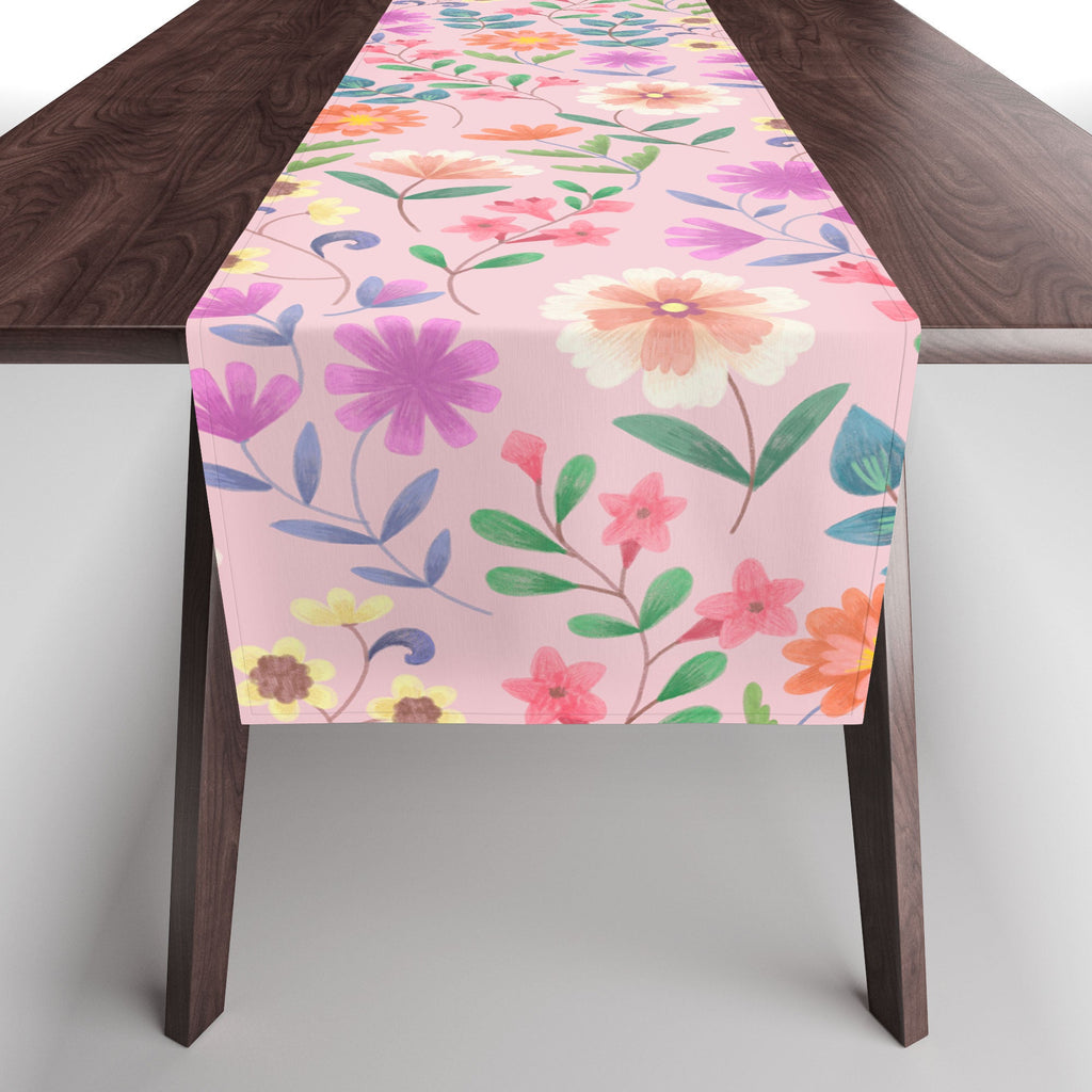 Pimlada Phuapradit Ditsy Floral Pink Table Runner