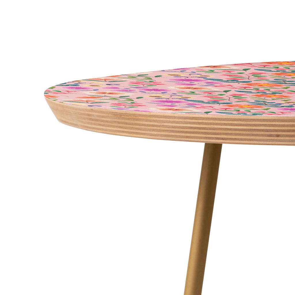 Pimlada Phuapradit Ditsy Floral Pink Round Side Table