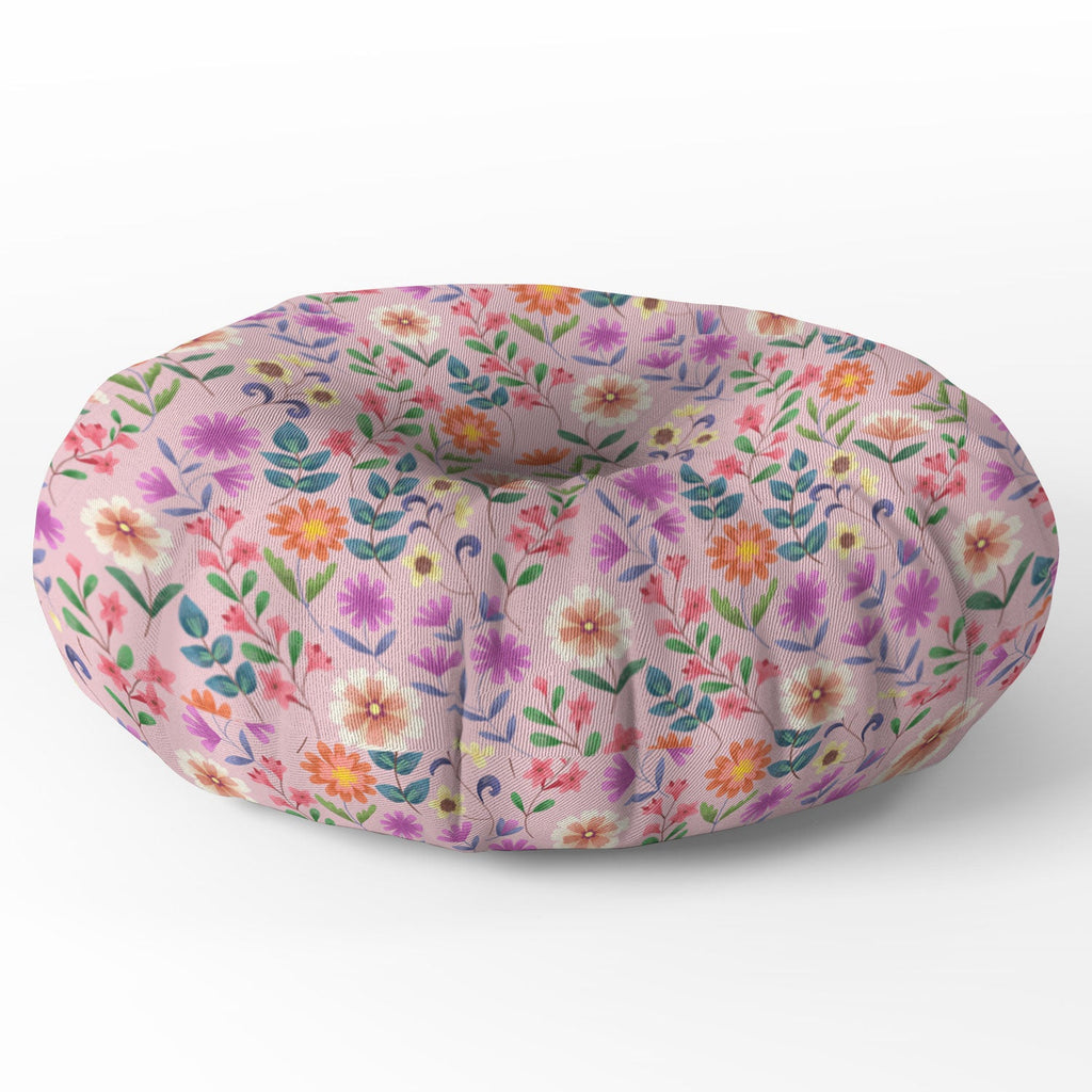 Pimlada Phuapradit Ditsy Floral Pink Floor Pillow Round