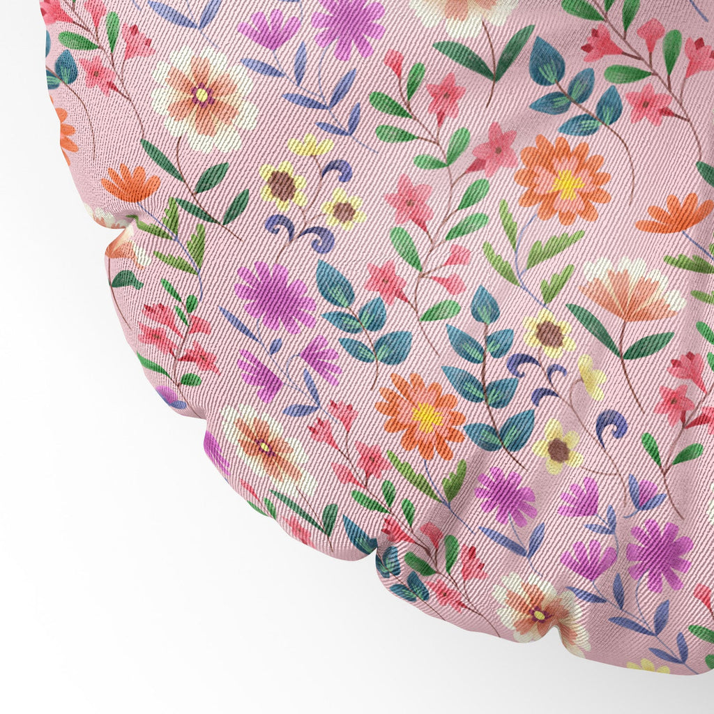 Pimlada Phuapradit Ditsy Floral Pink Floor Pillow Round