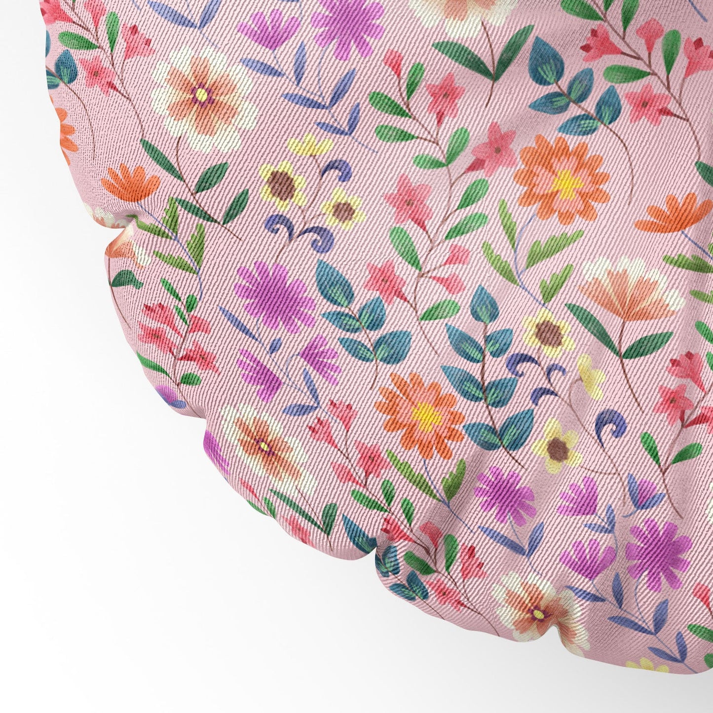 Pimlada Phuapradit Ditsy Floral Pink Floor Pillow Round