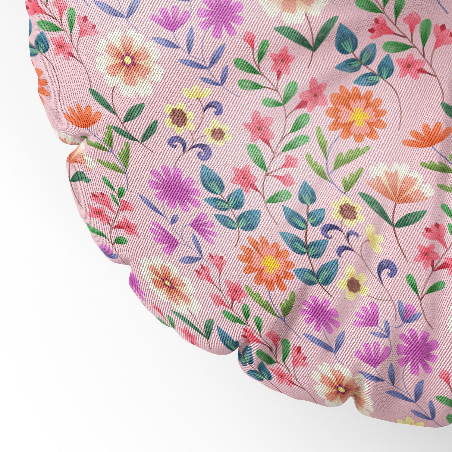 Pimlada Phuapradit Ditsy Floral Pink Floor Pillow Round