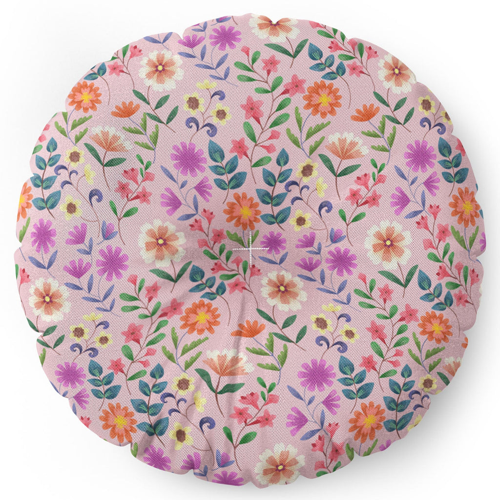 Pimlada Phuapradit Ditsy Floral Pink Floor Pillow Round