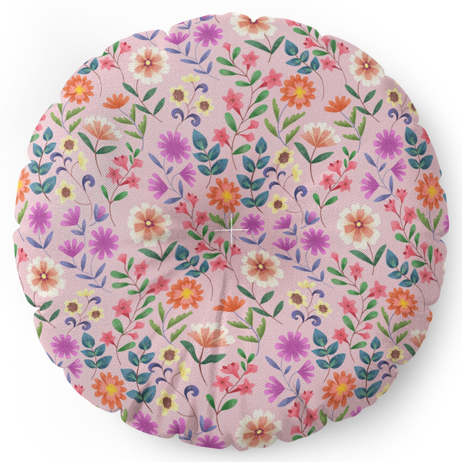 Pimlada Phuapradit Ditsy Floral Pink Floor Pillow Round