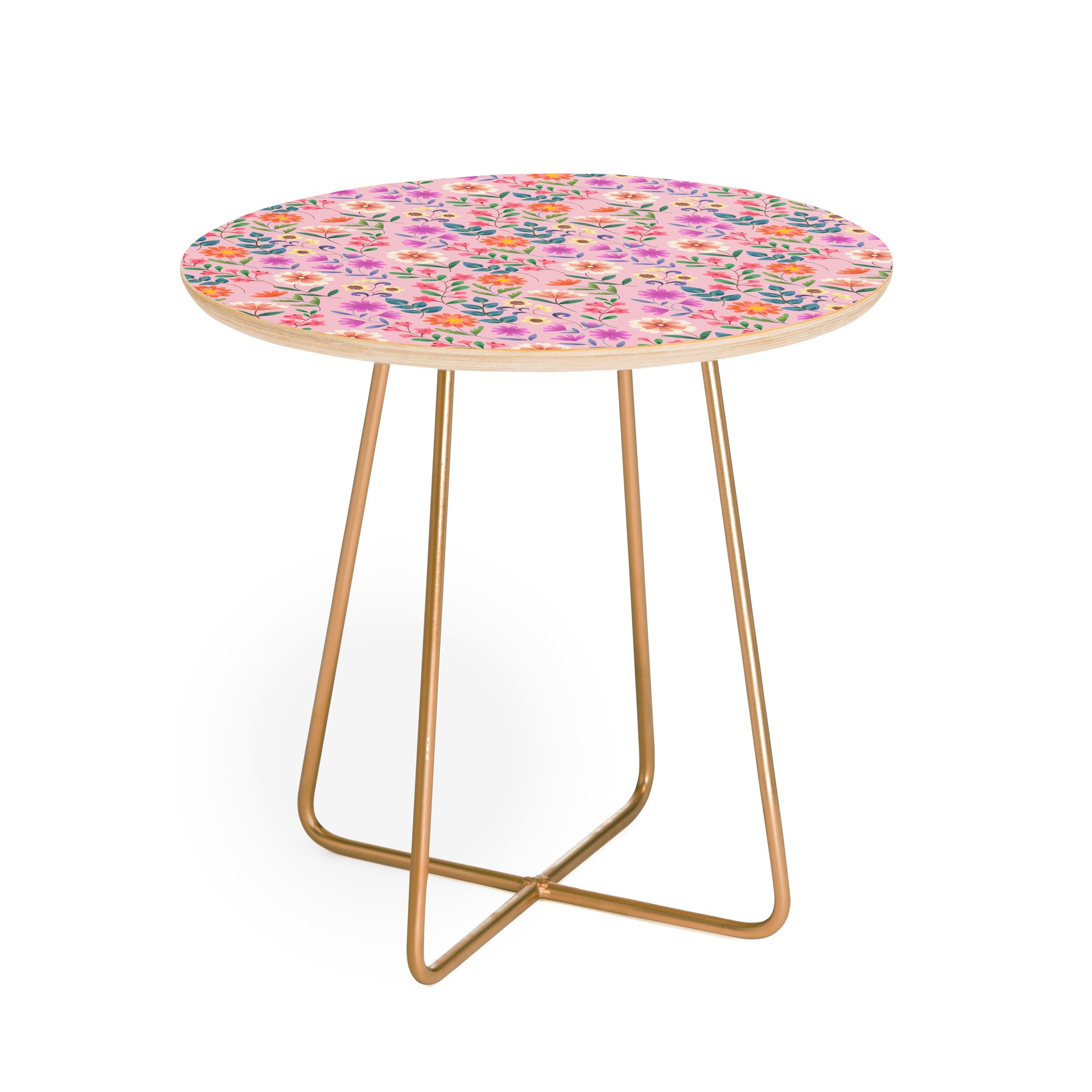 Pimlada Phuapradit Ditsy Floral Pink Round Side Table